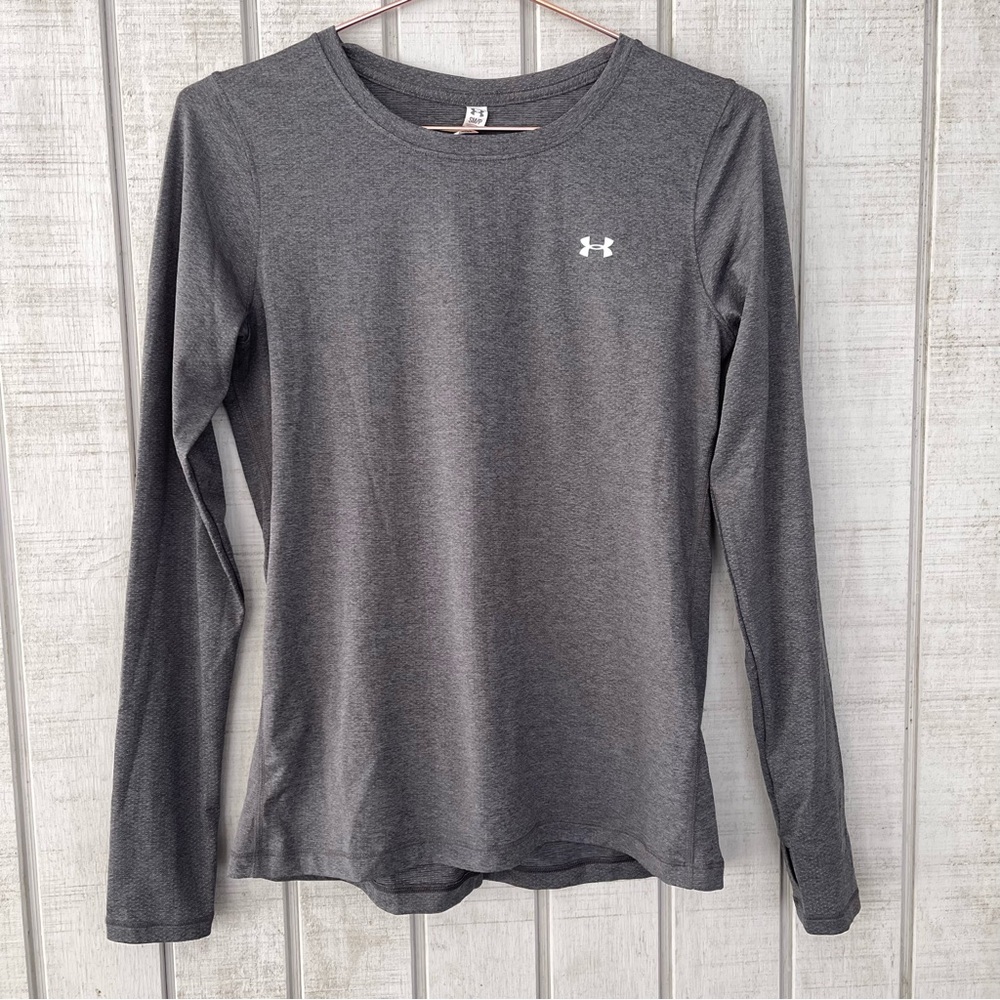 🩶 Under Armour HeatGear Grey Base Layer Top S Athletic Athleisure